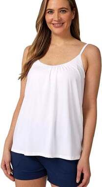 NWT 32 Degrees Women's Cool Flowy Bra Cami, White Size L, Relaxed Wire Free Bra